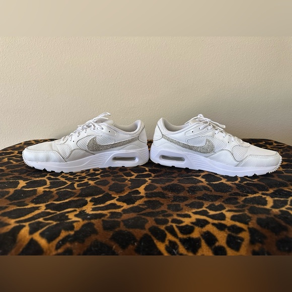 Nike Air Max SC Triple White with Rhinestone Accents - Picture 5 of 11